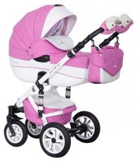 Детская коляска 2 в 1 Riko Brano Ecco 18 Baby Pink (белая кожа – розовая ткань)